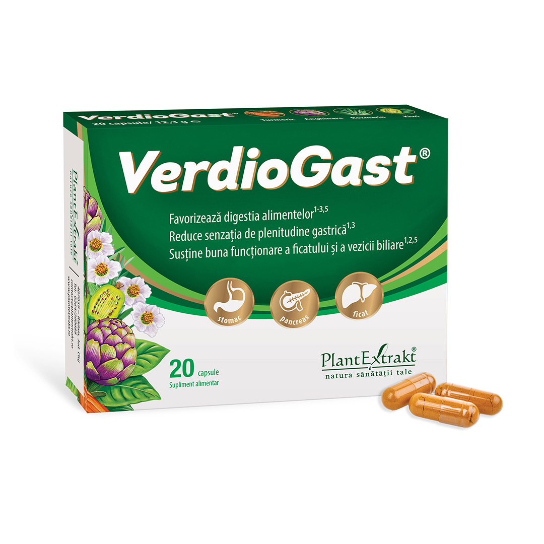 Supliment alimentar pentru arsuri gastrice VerdioGast, 20 capsule, PlantExtrakt