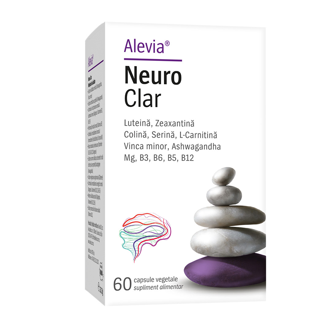 Supliment pentru neuroprotectie Neuro Clar, 60 capsule vegetale, Alevia