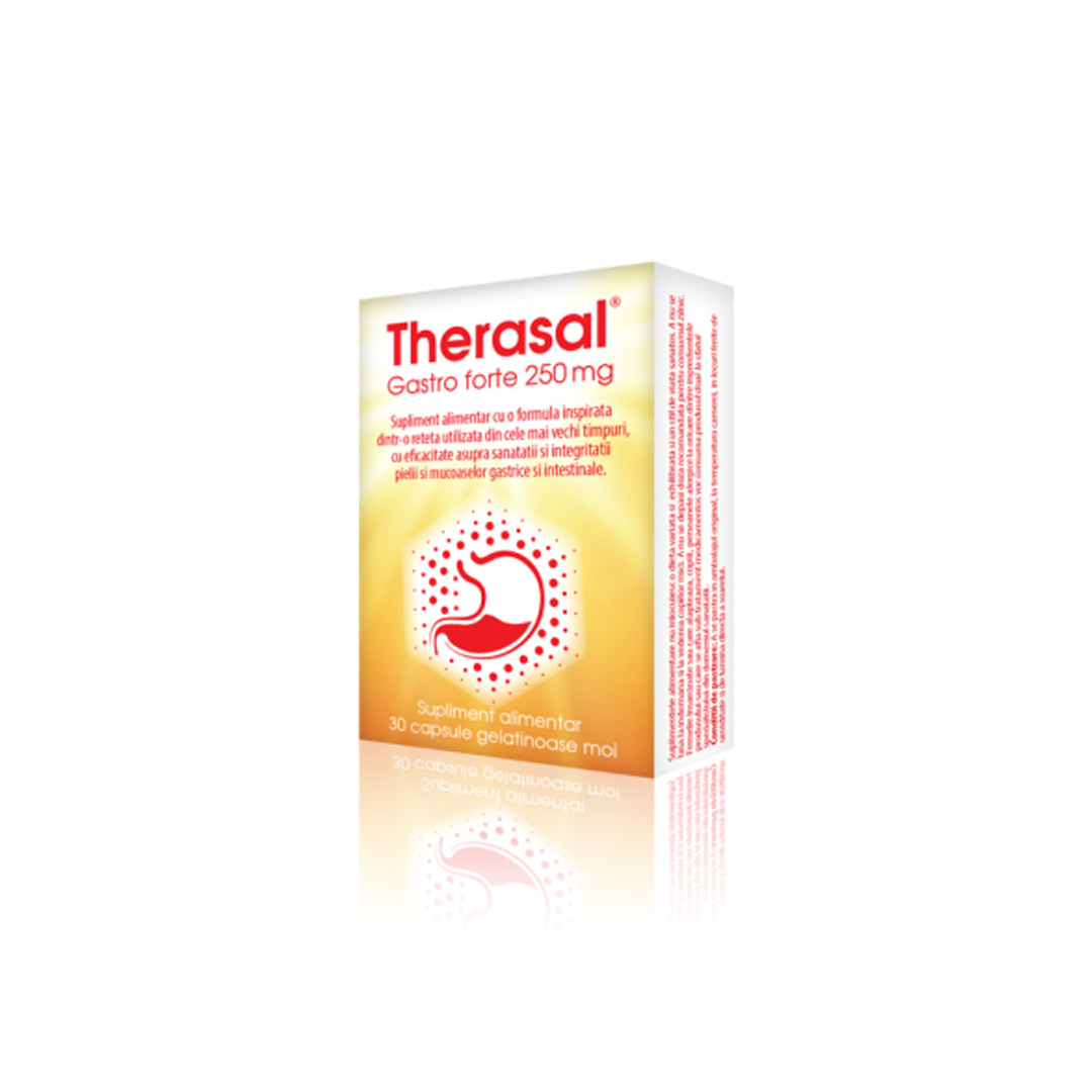 Supliment pentru sanatatea pielii si mucoaselor gastrice Therasal Gastro Forte 250 mg, 30 capsule, Vedra