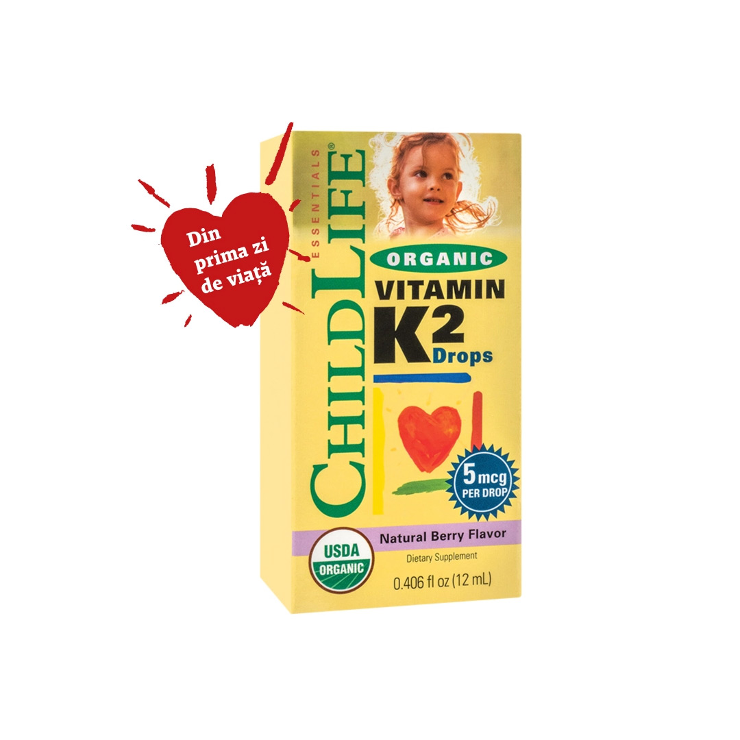 Supliment Vitamina K2 (copii), 15 mcg Childlife Essentials, 12ml, Secom