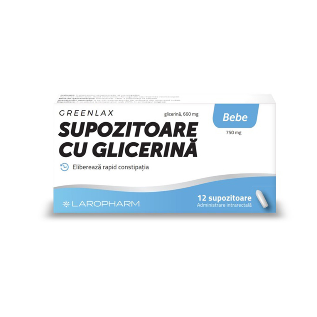 Supozitoare cu glicerina pentru bebe Greenlax, 12 bucati, Laropharm