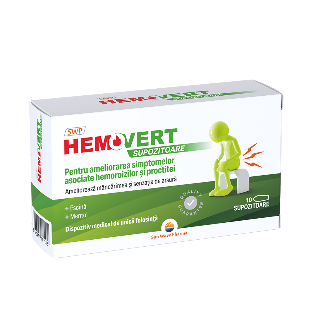 Supozitoare Hemovert, 10 bucati, Sun Wave Pharma