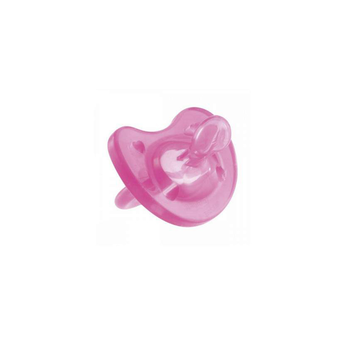 Suzeta din silicon roz monobloc forma ortodontica Physio, 0-6 luni, Chicco