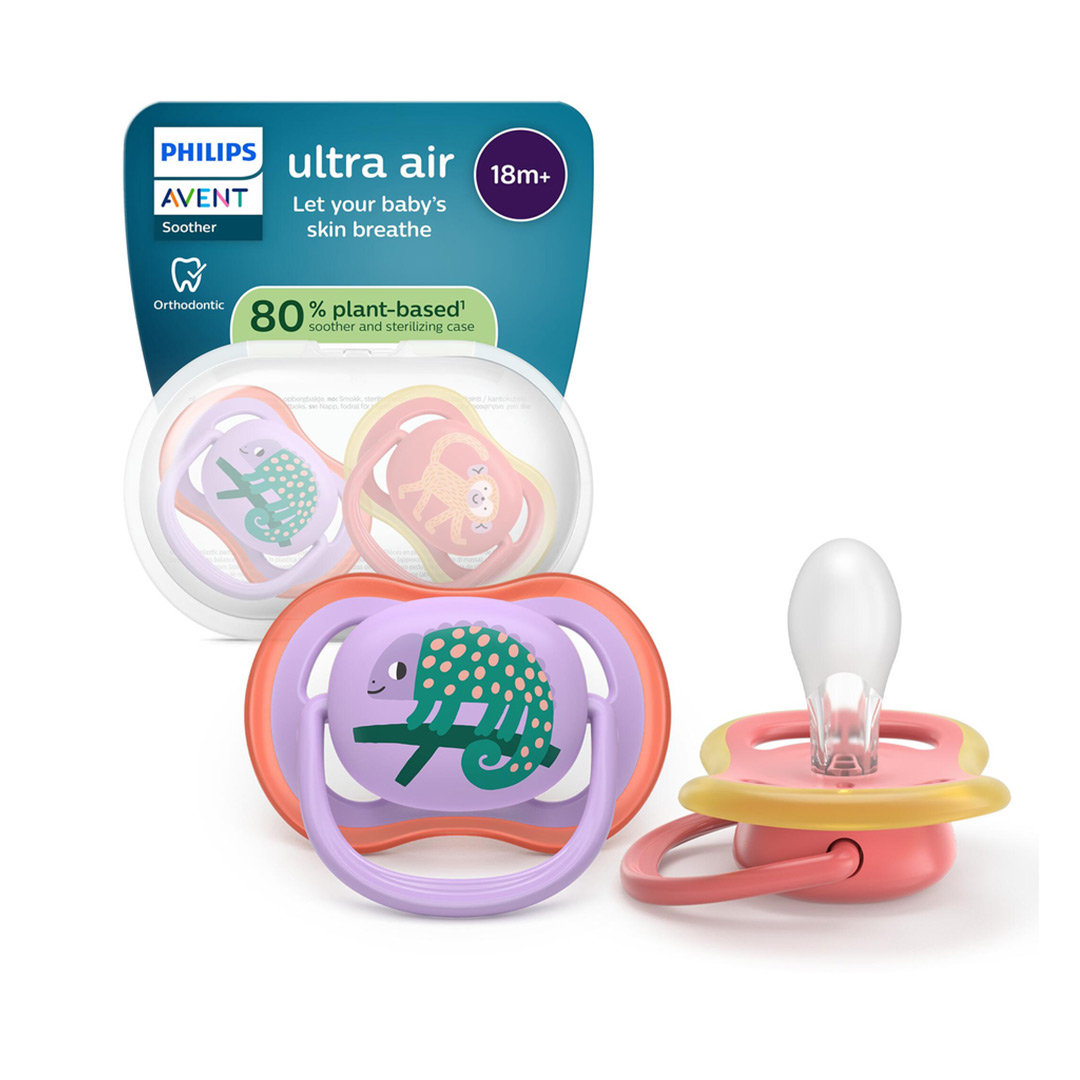 Suzeta Ultra Air Pacifier Philips Avent, Mov/Roz, 18 luni+, SCF349/47, 2 bucati, Philips