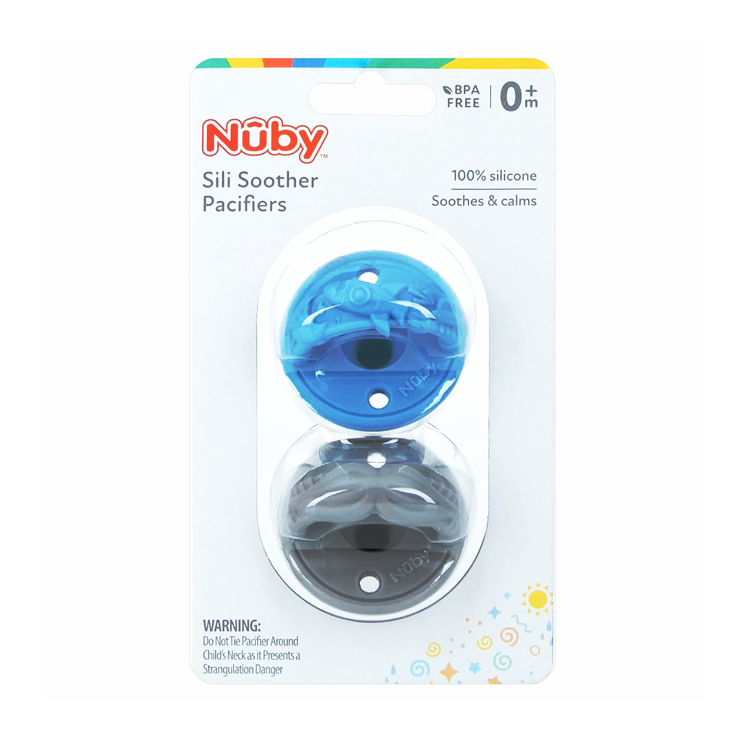 Suzete 3D din silicon, 0 luni+, diverse culori, 2 bucati, Nuby
