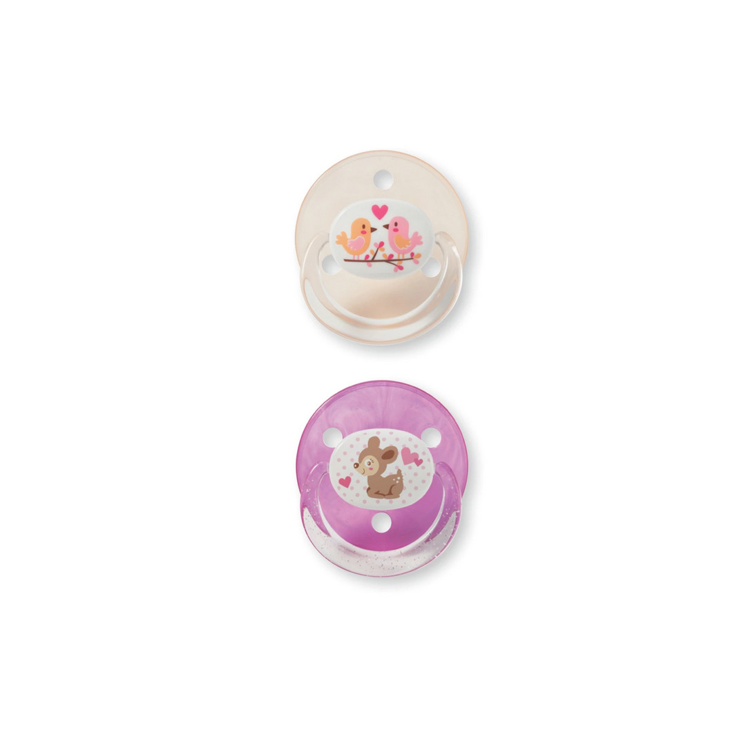 Set Suzeta rotunda din latex cu inel transparent, 0-18 luni, 2 bucati, 26110, Baby Nova