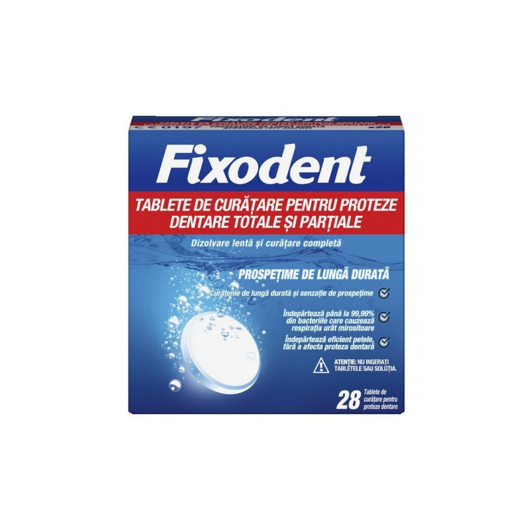 Tablete de curatare pentru proteze dentare Fixodent, 28 tablete, P&G