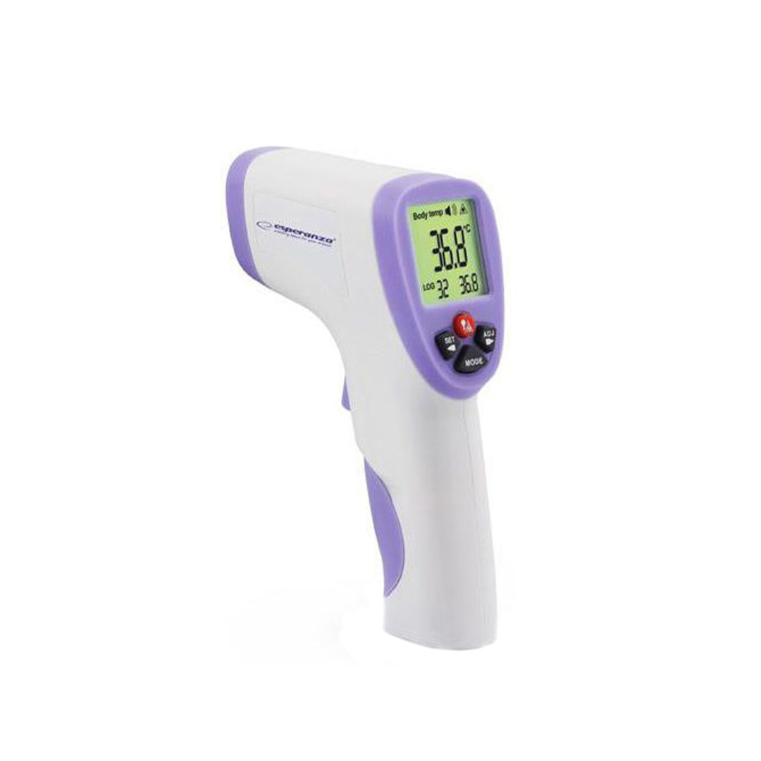 Termometru digital non contact Esperanza, infrarosu, pentru corp si suprafete, ecran LCD, Alb, Vital Logistic