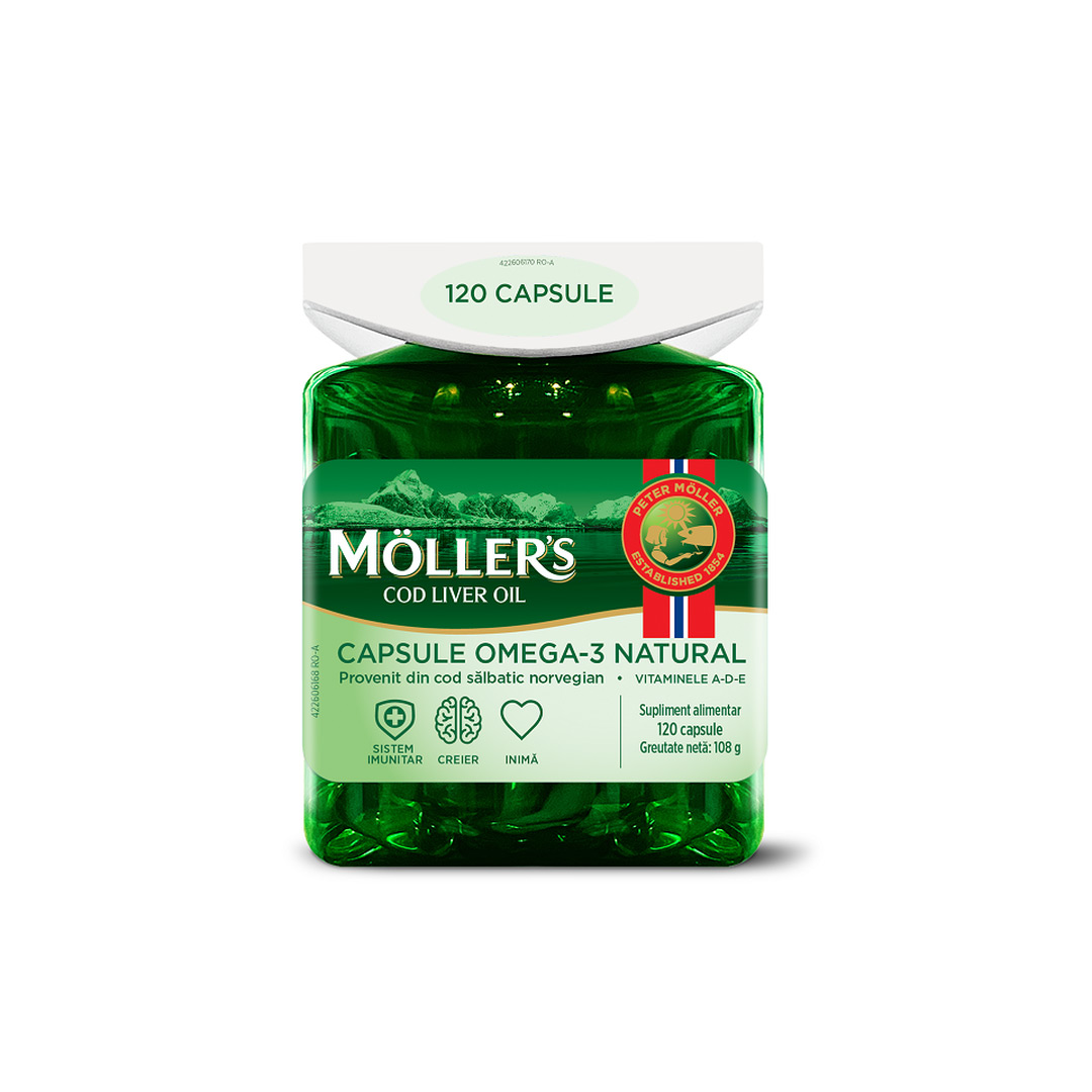 Ulei de ficat de cod, 120 capsule, Moller's