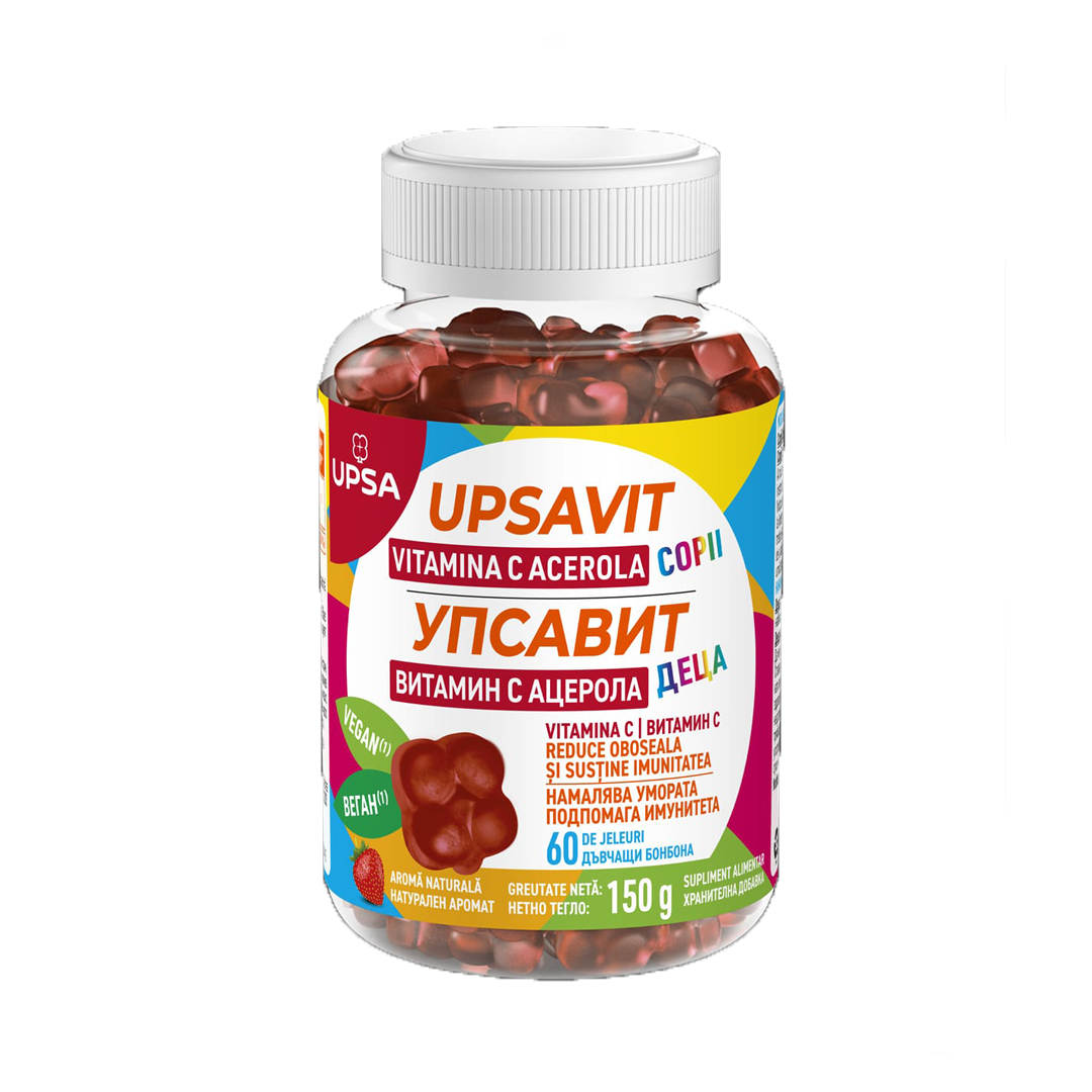 Upsavit Vitamina C Acerola pentru copii, 60 jeleuri, Upsa