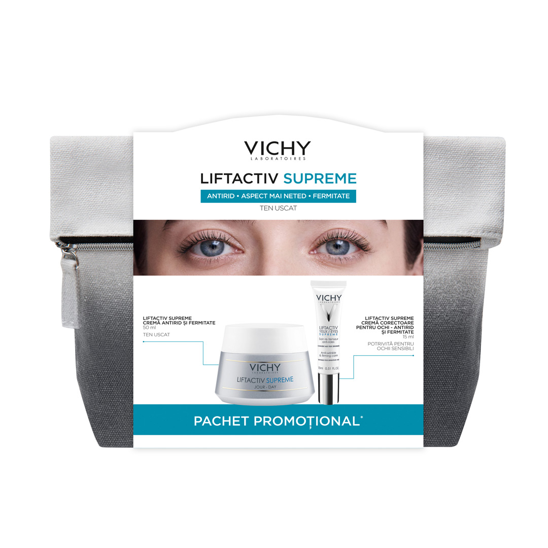 Vichy Liftactiv Supreme (pt ten uscat) Crema ps + Crema contur ochi -75% Reducere