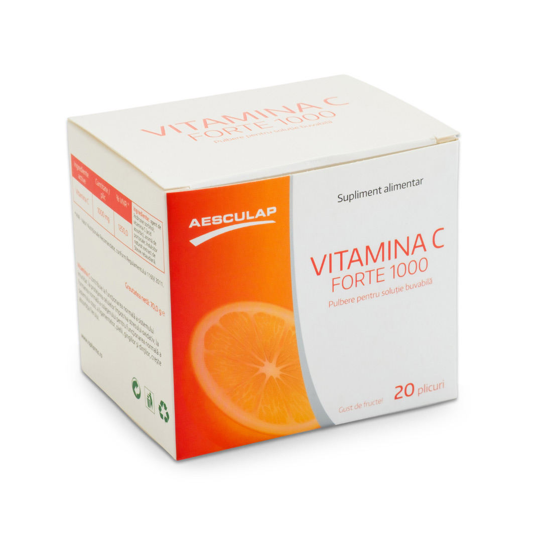 Vitamina C Forte, 1000 mg, 20 plicuri, Aesculap