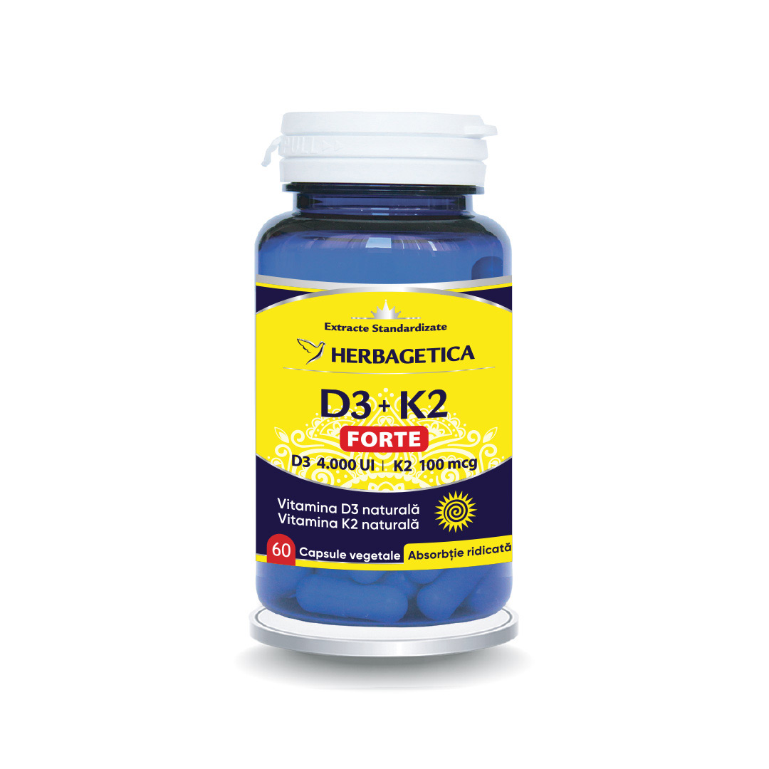Vitamina D3+K2 Forte, 60 capsule, Herbagetica