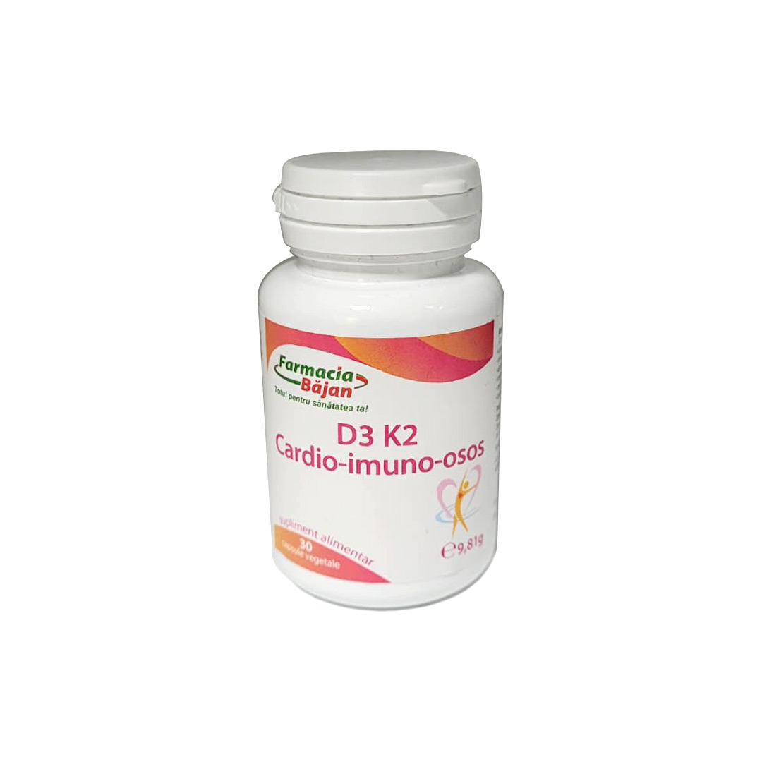 Vitamina D3 + K2 Cardio-Imuno-Osos, 30 capsule vegetale, Farmacia Bajan