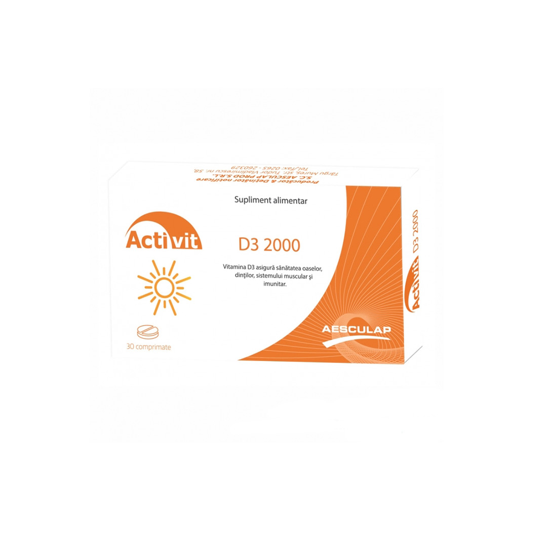Vitamina D3 2000 UI Activitm 30 comprimate, Aesculap