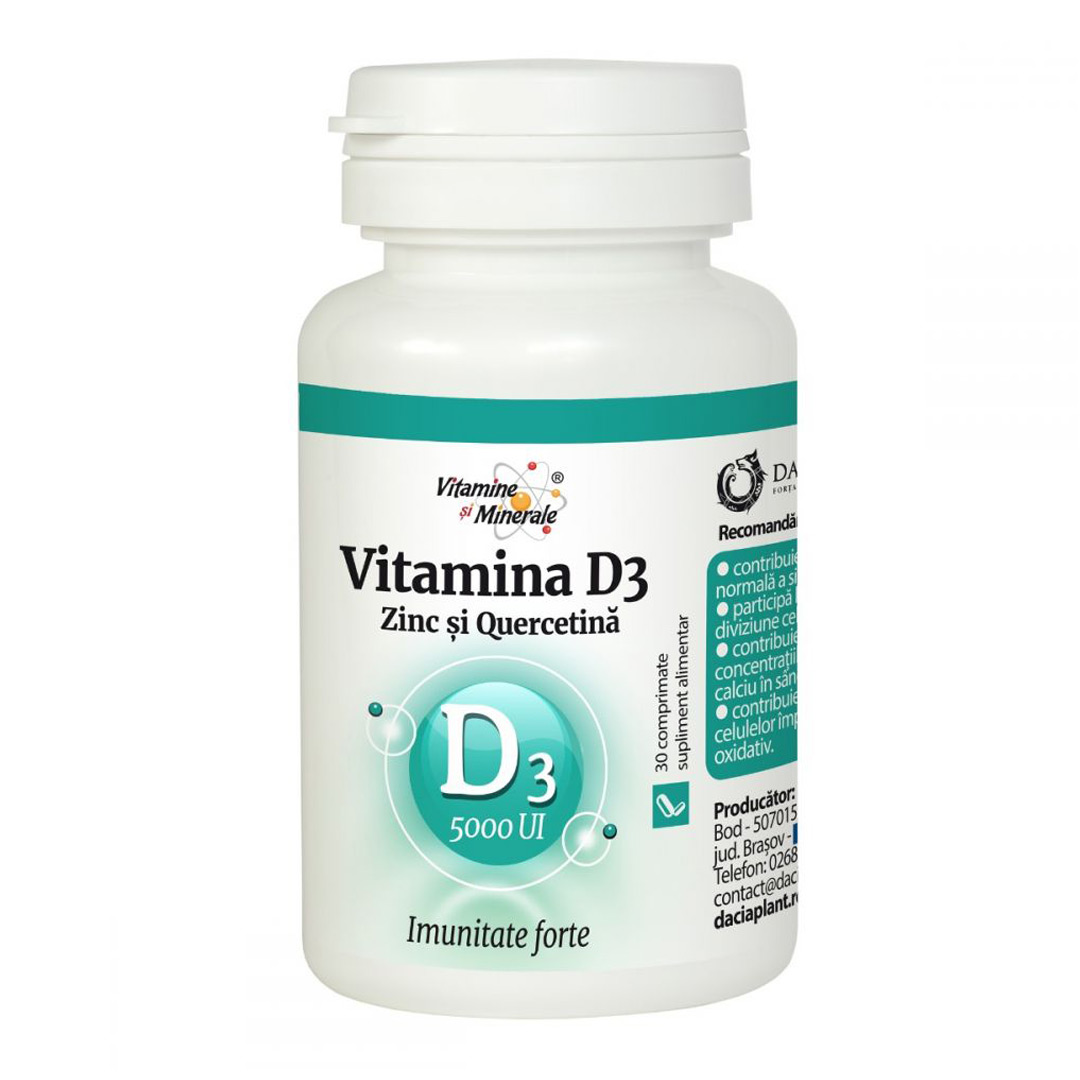 Vitamina D3 Zinc si quercetin, 30 comprimate, Dacia Plant