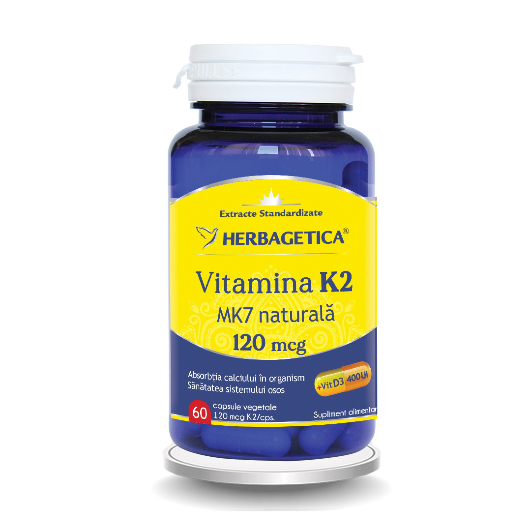 Vitamina K2 MK7 naturala 120mcg, 60 capsule, Herbagetica