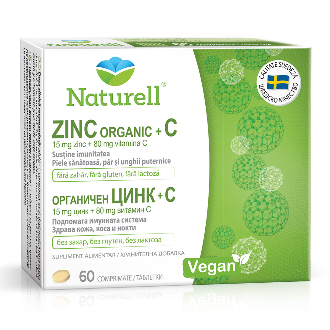Zinc Organic+C, 60 comprimate, Naturell