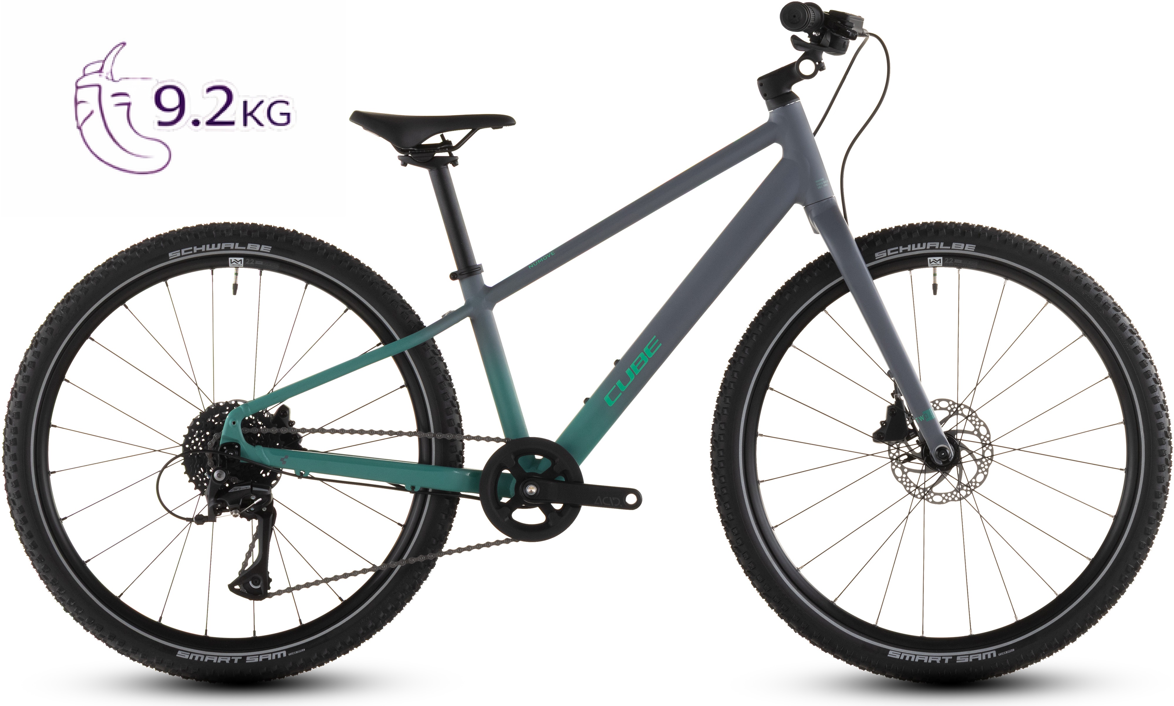 Ciclism - BICICLETA COPII CUBE NUMOVE 240 DISC LAVAGREY COOLGREEN 2026 roti 24