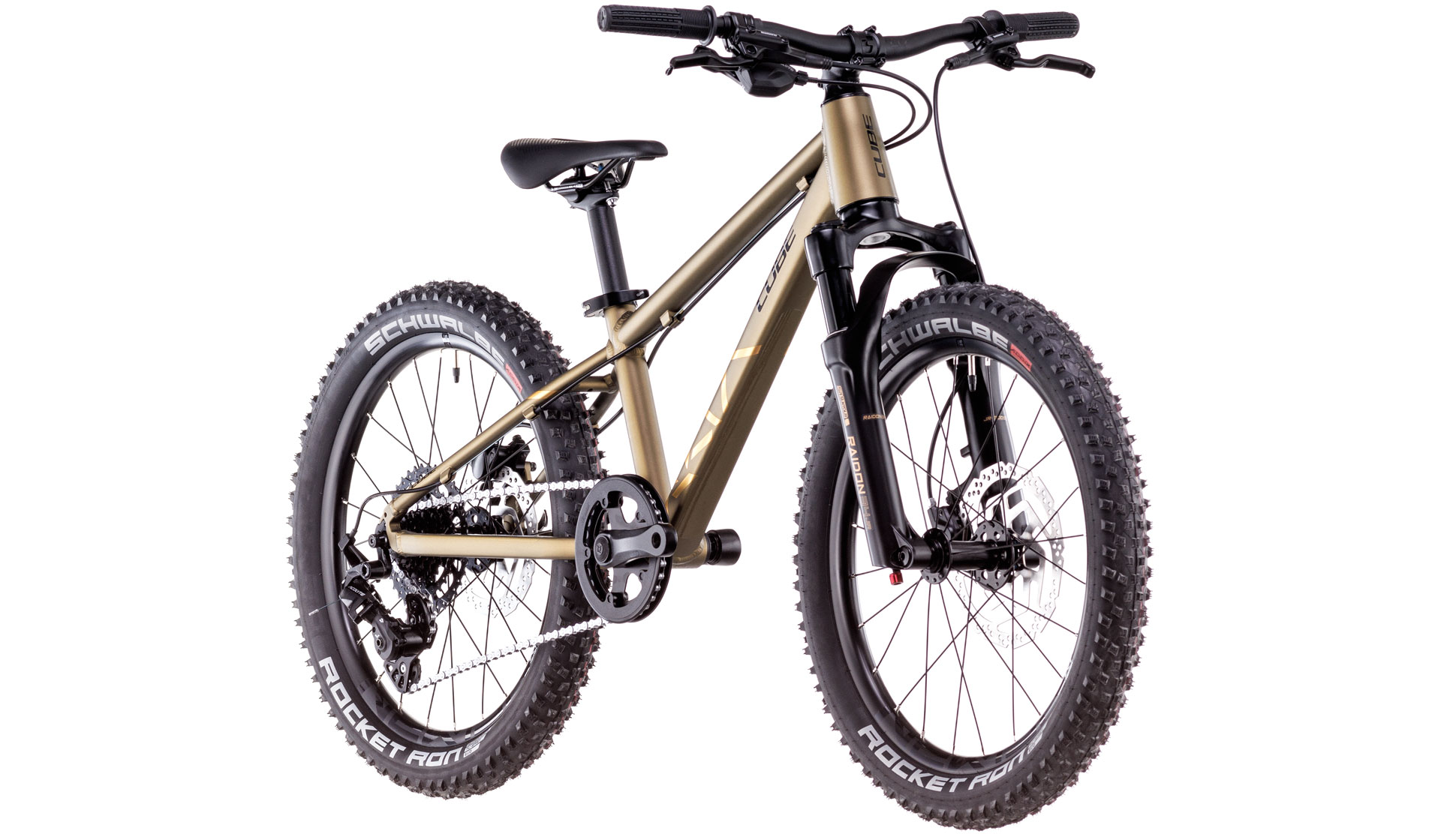 BICICLETA CUBE REACTION 200 TM GOLDENLIME BLACK 2025 roti 20" [2]