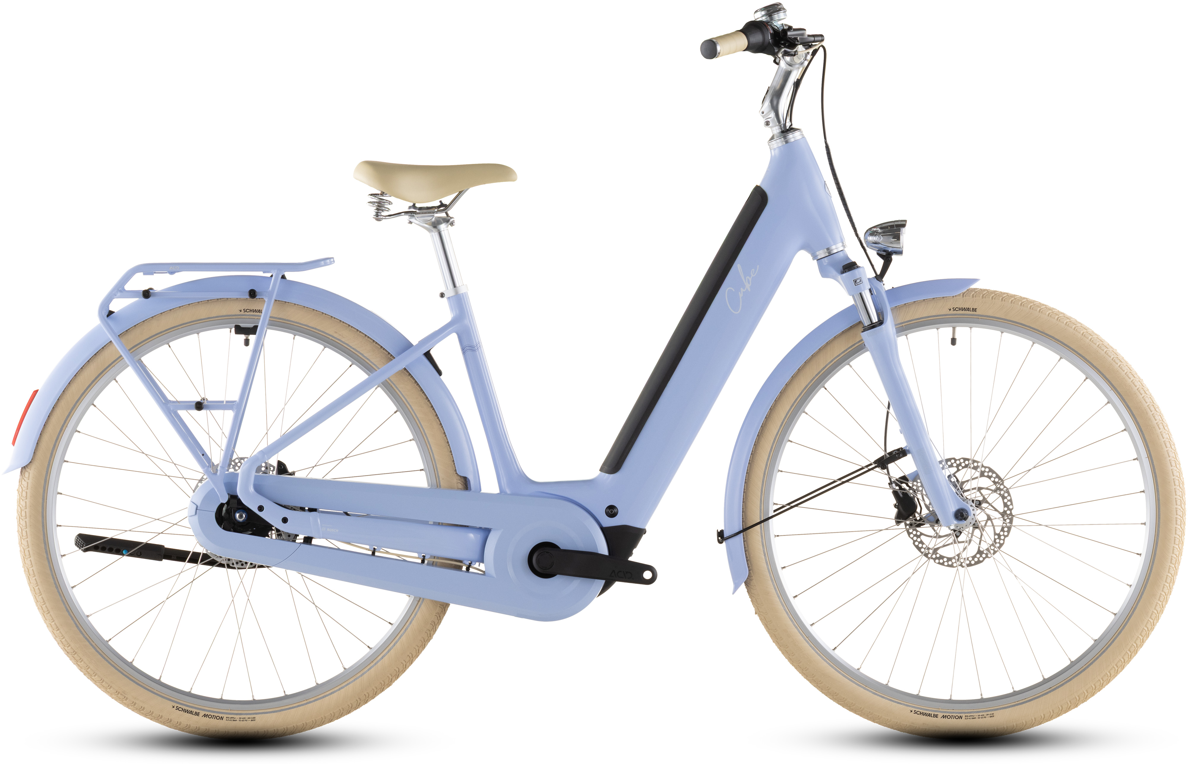 Ciclism - BICICLETA ELECTRICA CUBE ARUBA HYBRID 600 EASY ENTRY BLUEBLOSSOM CREME 2026 58 cm