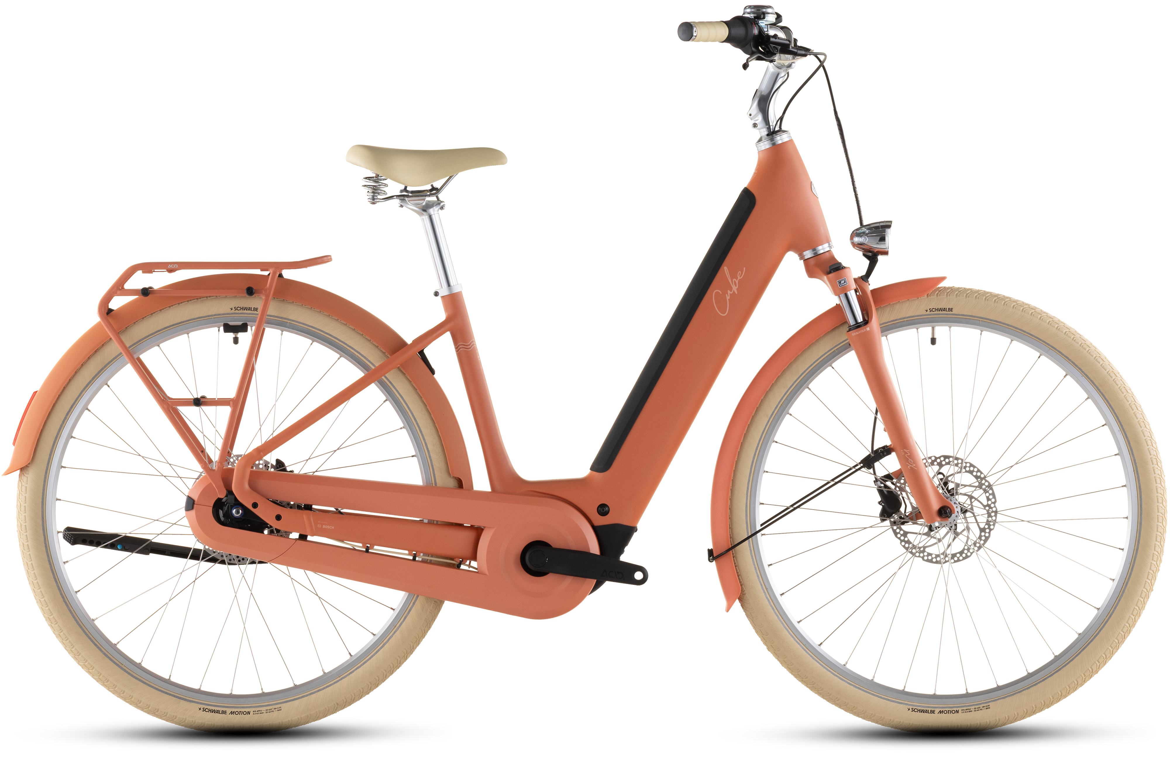 Ciclism - BICICLETA ELECTRICA CUBE ARUBA HYBRID 600 EASY ENTRY PAPAYA CREME 2026 46 cm