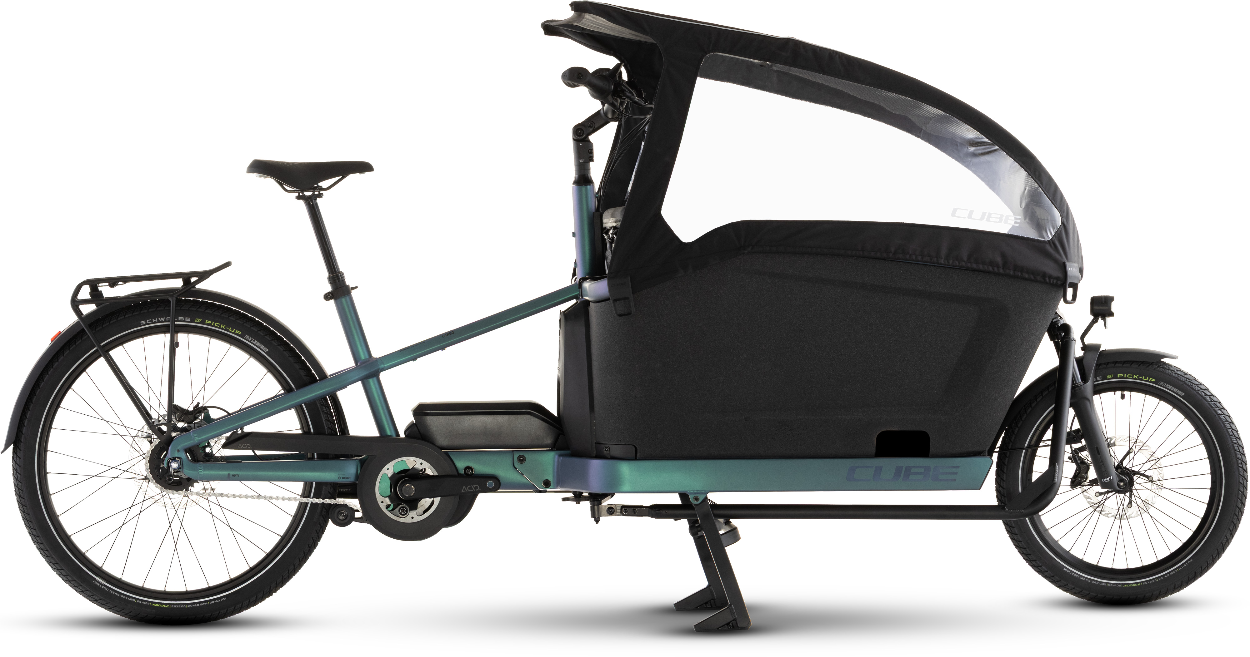 Ciclism - BICICLETA ELECTRICA CUBE CARGO HYBRID COMFORT PRO FAMILY 800 SMARAGDGREY REFLEX 2026 One Size