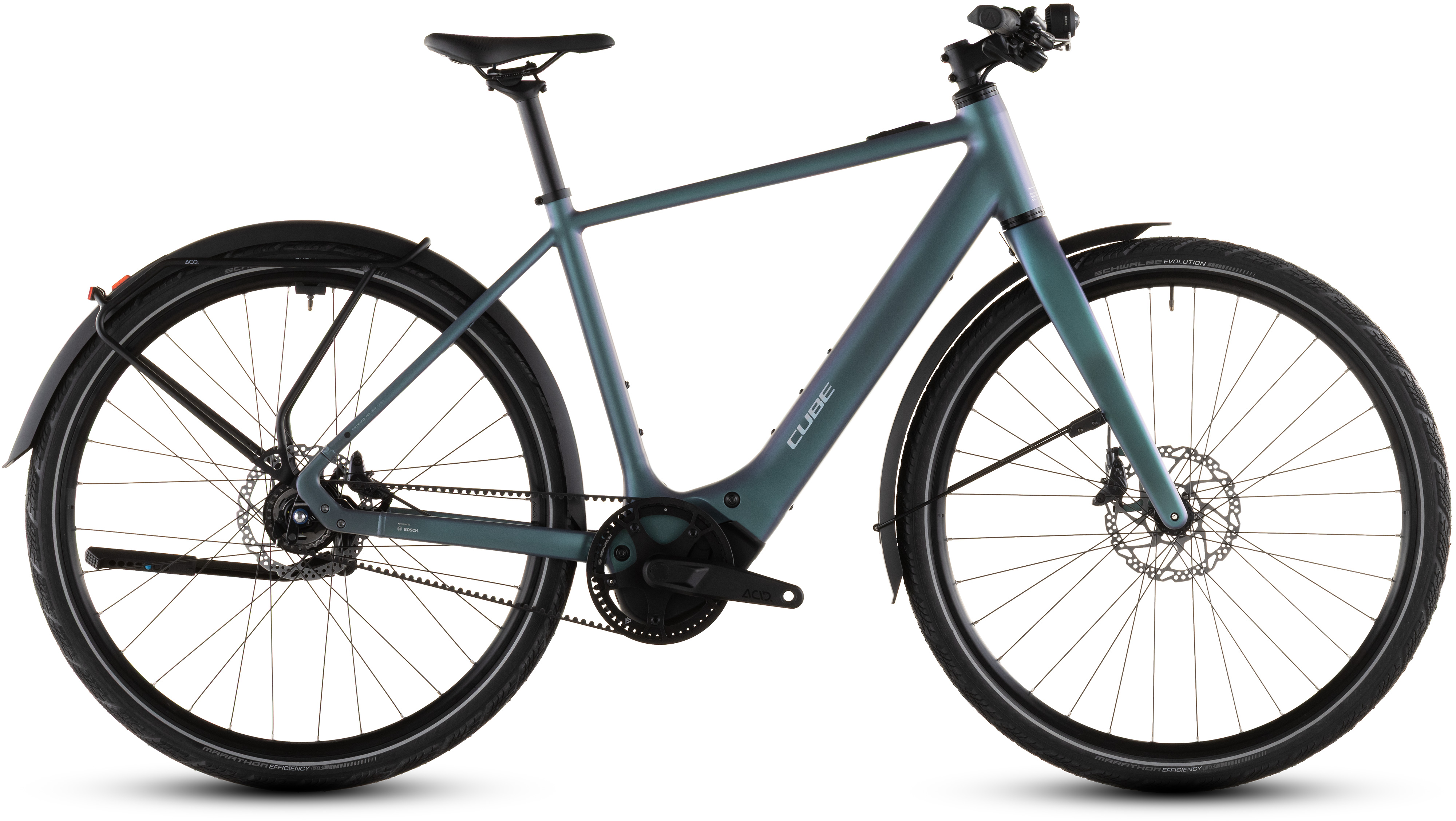 Ciclism - BICICLETA ELECTRICA CUBE EDITOR HYBRID SLT 400X FE SMARAGDGREY PRISM 2026 54 cm
