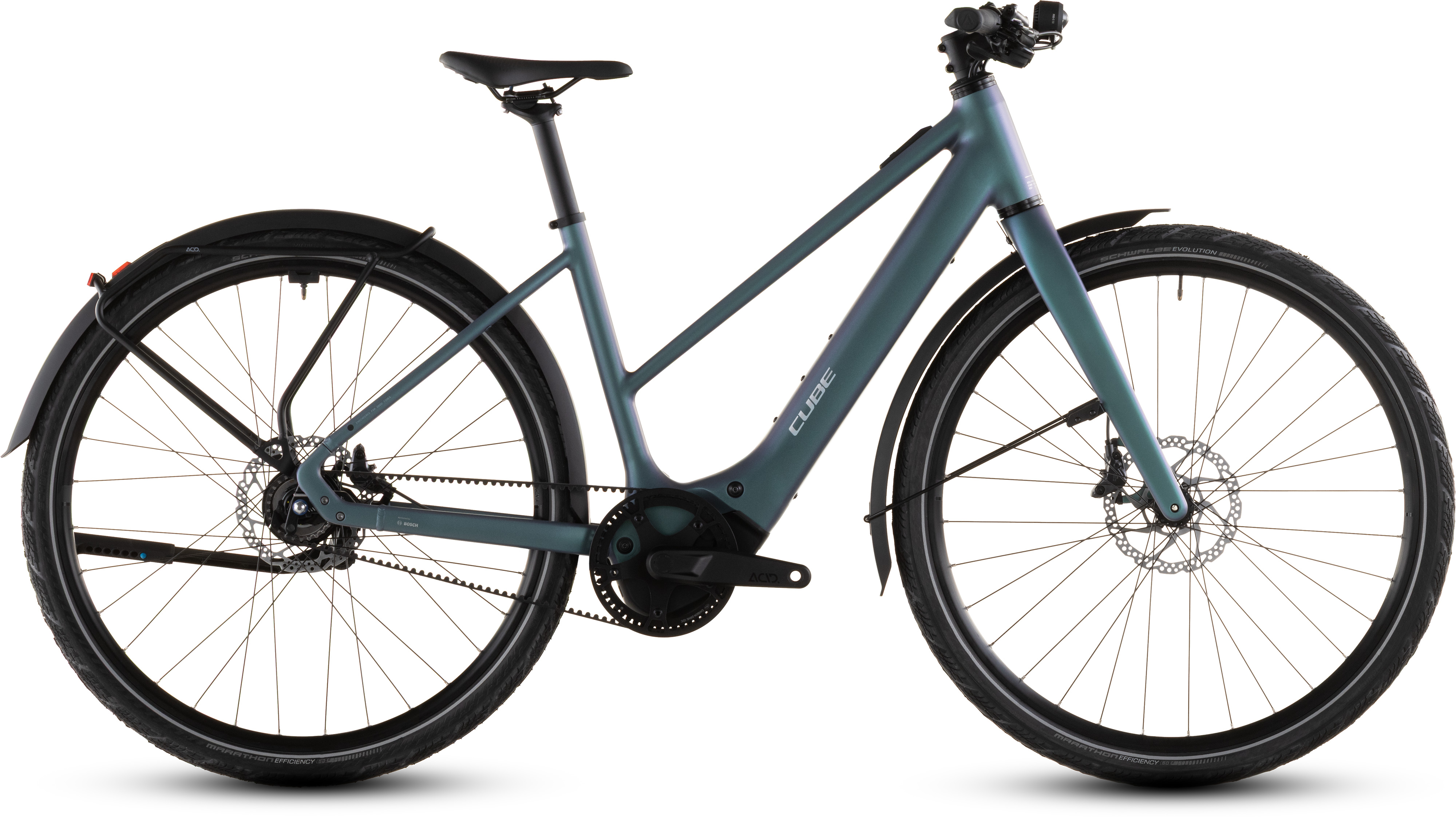 Ciclism - BICICLETA ELECTRICA CUBE EDITOR HYBRID SLT 400X FE TRAPEZE SMARAGDGREY PRISM 2026 58 cm