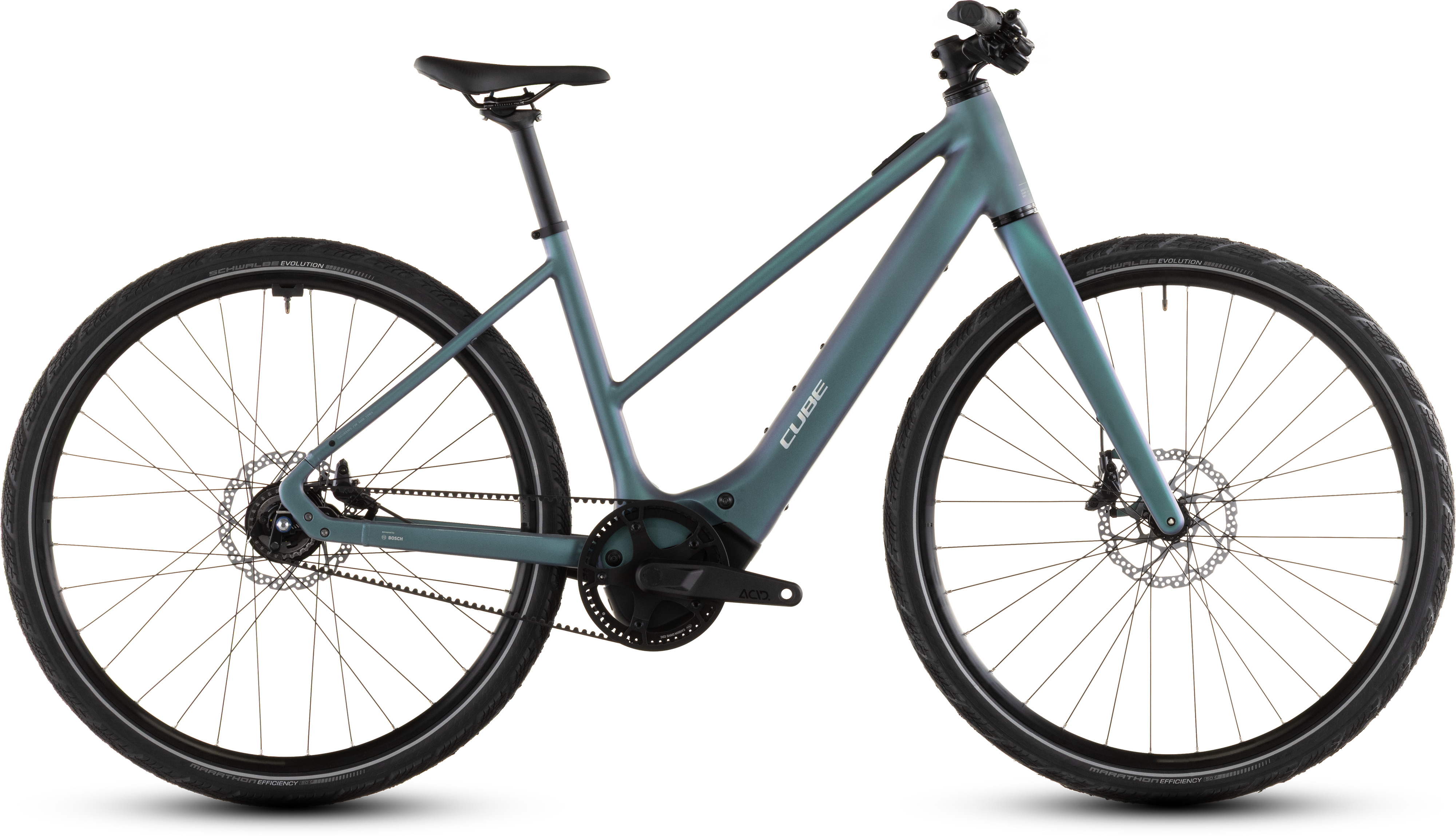 Ciclism - BICICLETA ELECTRICA CUBE EDITOR HYBRID SLT 400X TRAPEZE SMARAGDGREY PRISM 2026 54 cm