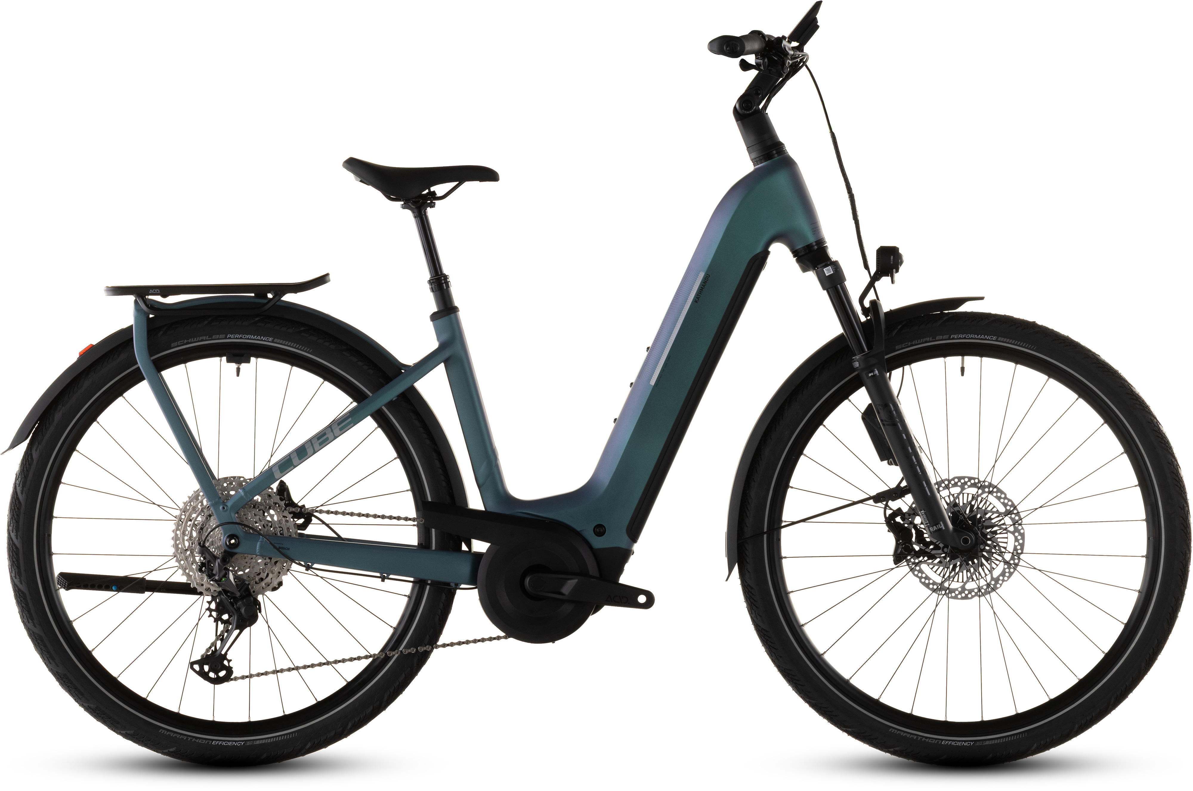 Ciclism - BICICLETA ELECTRICA CUBE KATHMANDU HYBRID EXC 800 EASY ENTRY SMARAGDGREY PRISM 2026 54 cm