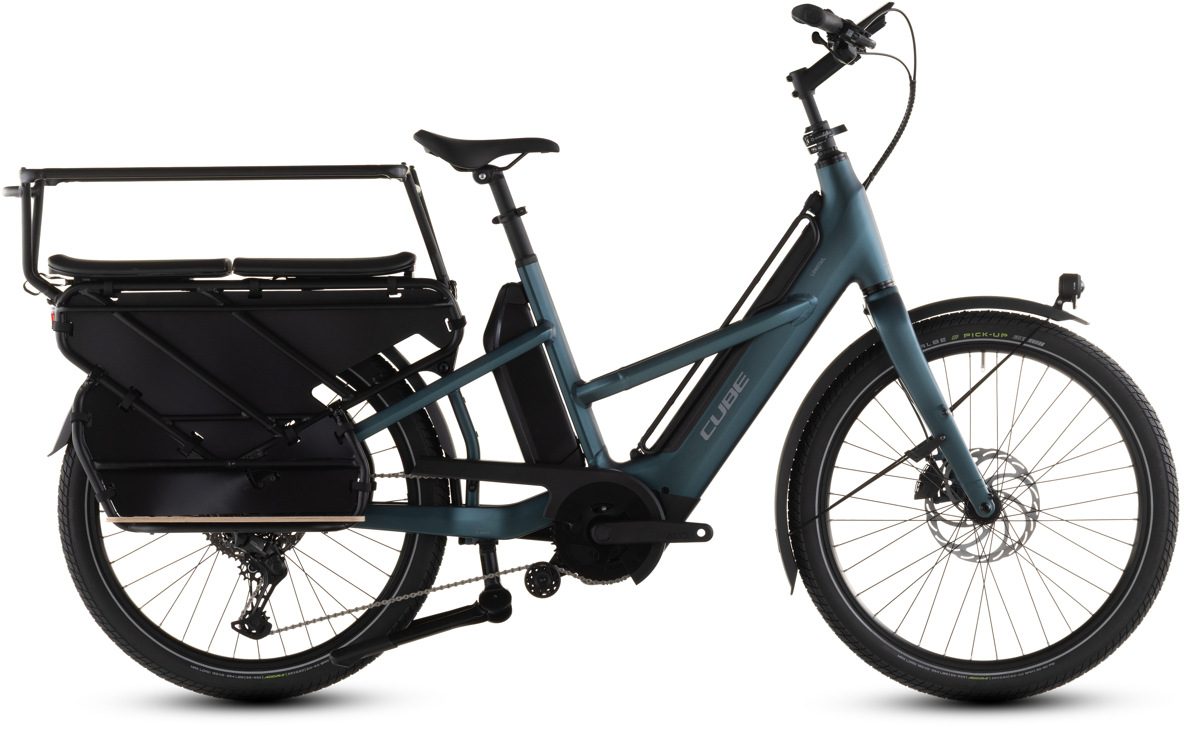 Ciclism - BICICLETA ELECTRICA CUBE LONGTAIL HYBRID FAMILY 800 ROYALGREEN BLACK 2026 One Size