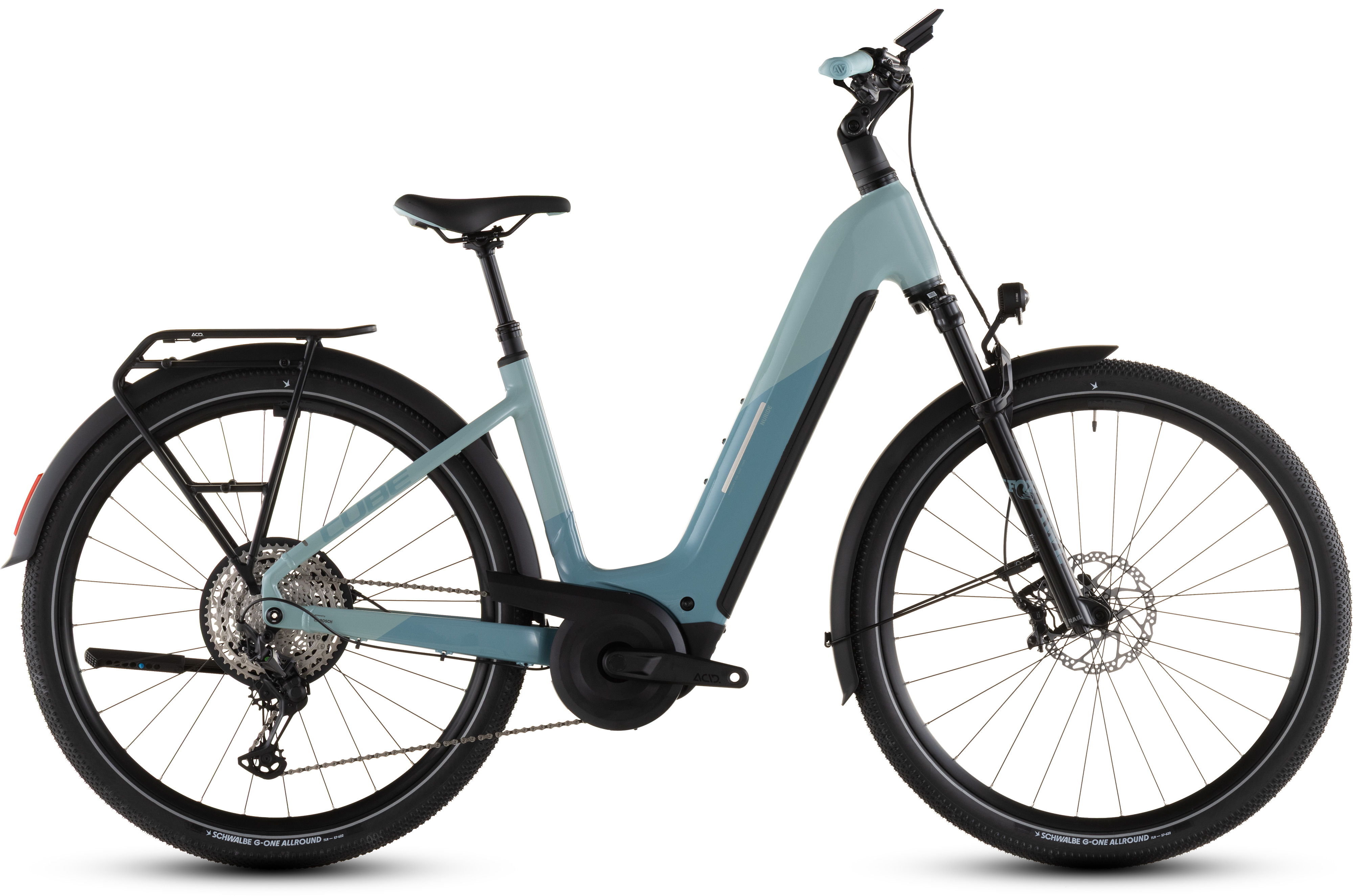 Ciclism - BICICLETA ELECTRICA CUBE NURIDE HYBRID SLX 800 EASY ENTRY SKYLIGHT ARUBABLUE 2026 54 cm