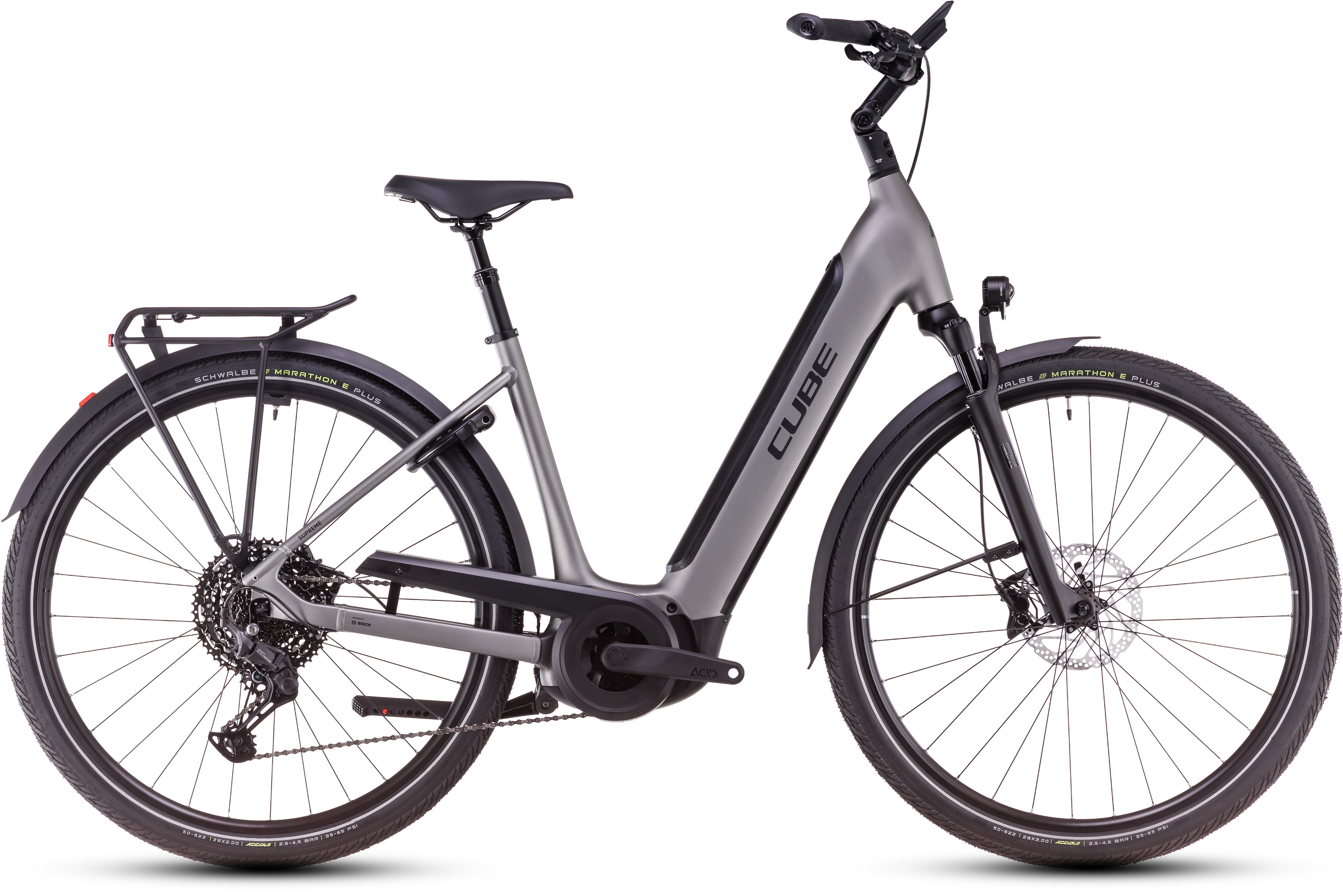 Biciclete electrice - BICICLETA ELECTRICA CUBE SUPREME HYBRID SLX 625 EASY ENTRY GREY LUNAR 2025 54 cm