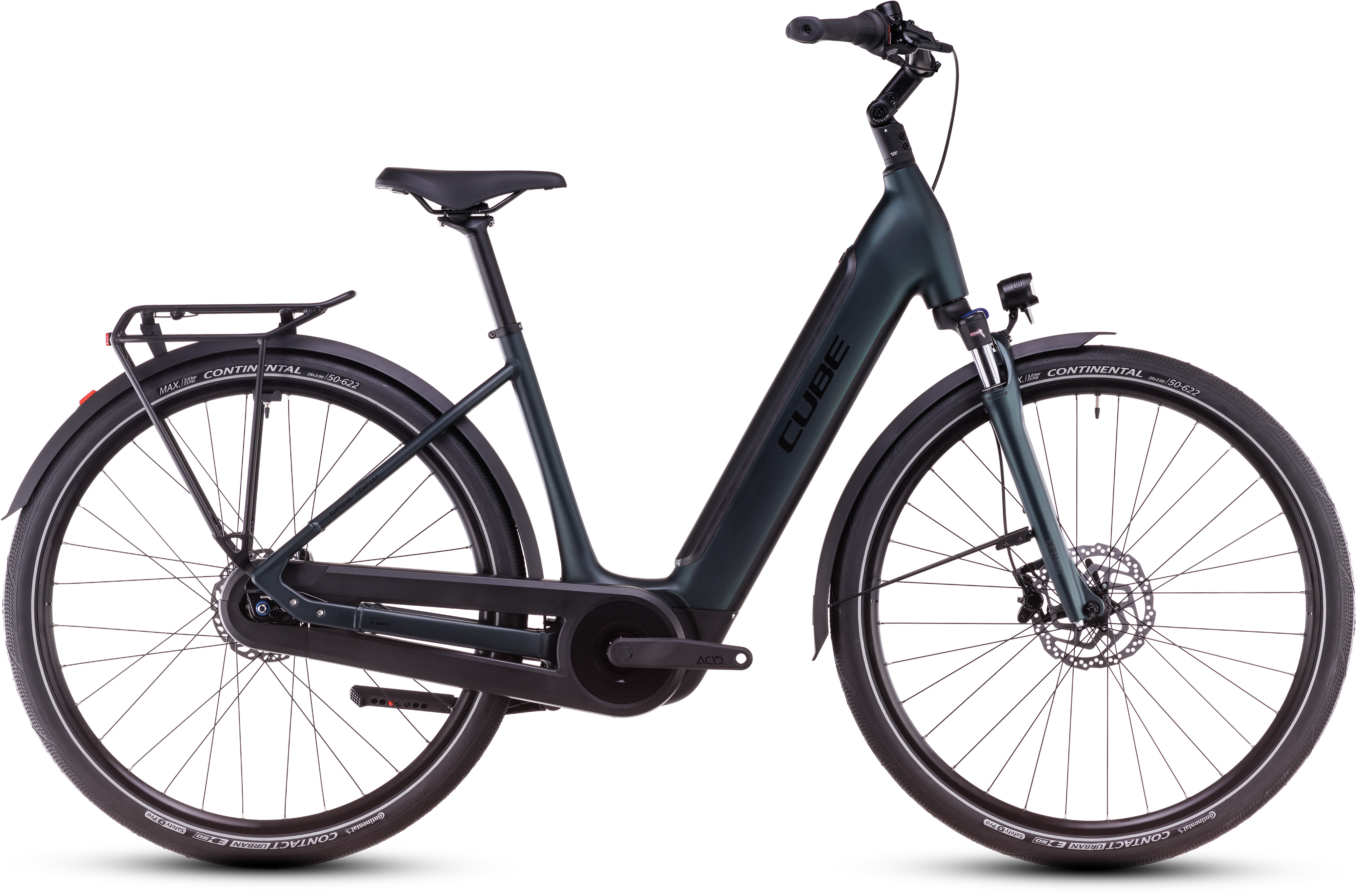 Ciclism - BICICLETA ELECTRICA CUBE SUPREME RT HYBRID COMFORT EX 500 EASY ENTRY VIRIDIAN BLACK 2025 cadru 54cm - roti 28"