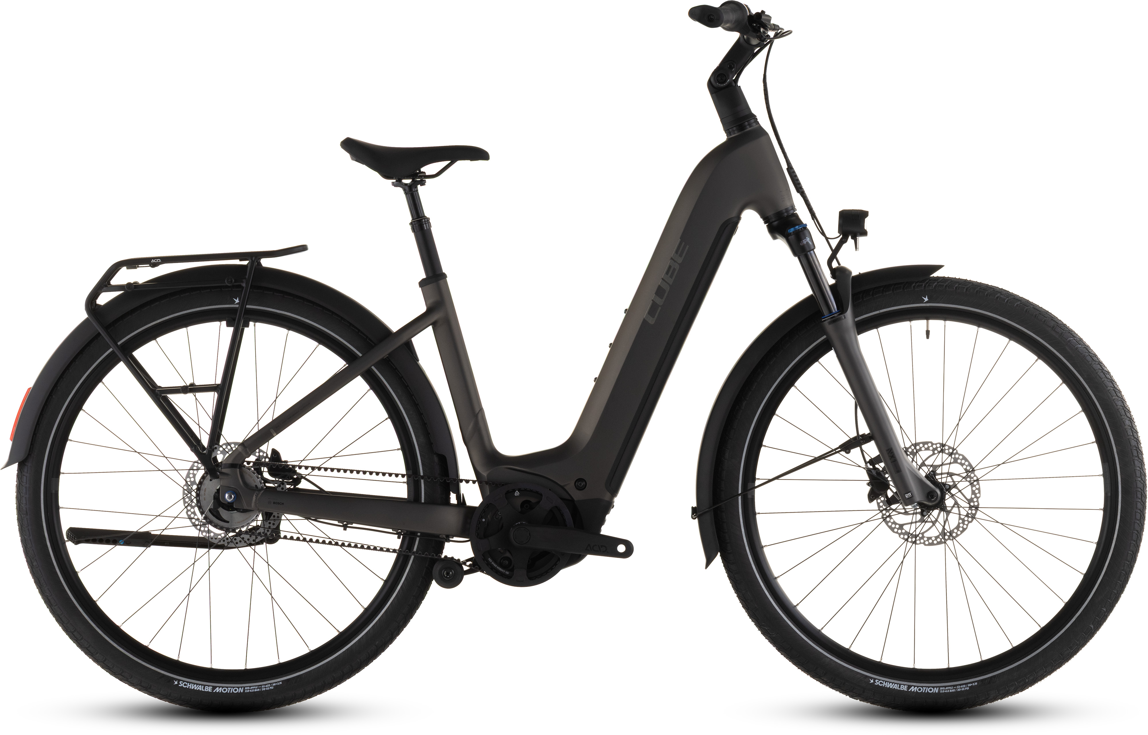 Ciclism - BICICLETA ELECTRICA CUBE TOURING HYBRID COMFORT SLX 800 EASY ENTRY CHARCOAL CHROME 2026 46 cm