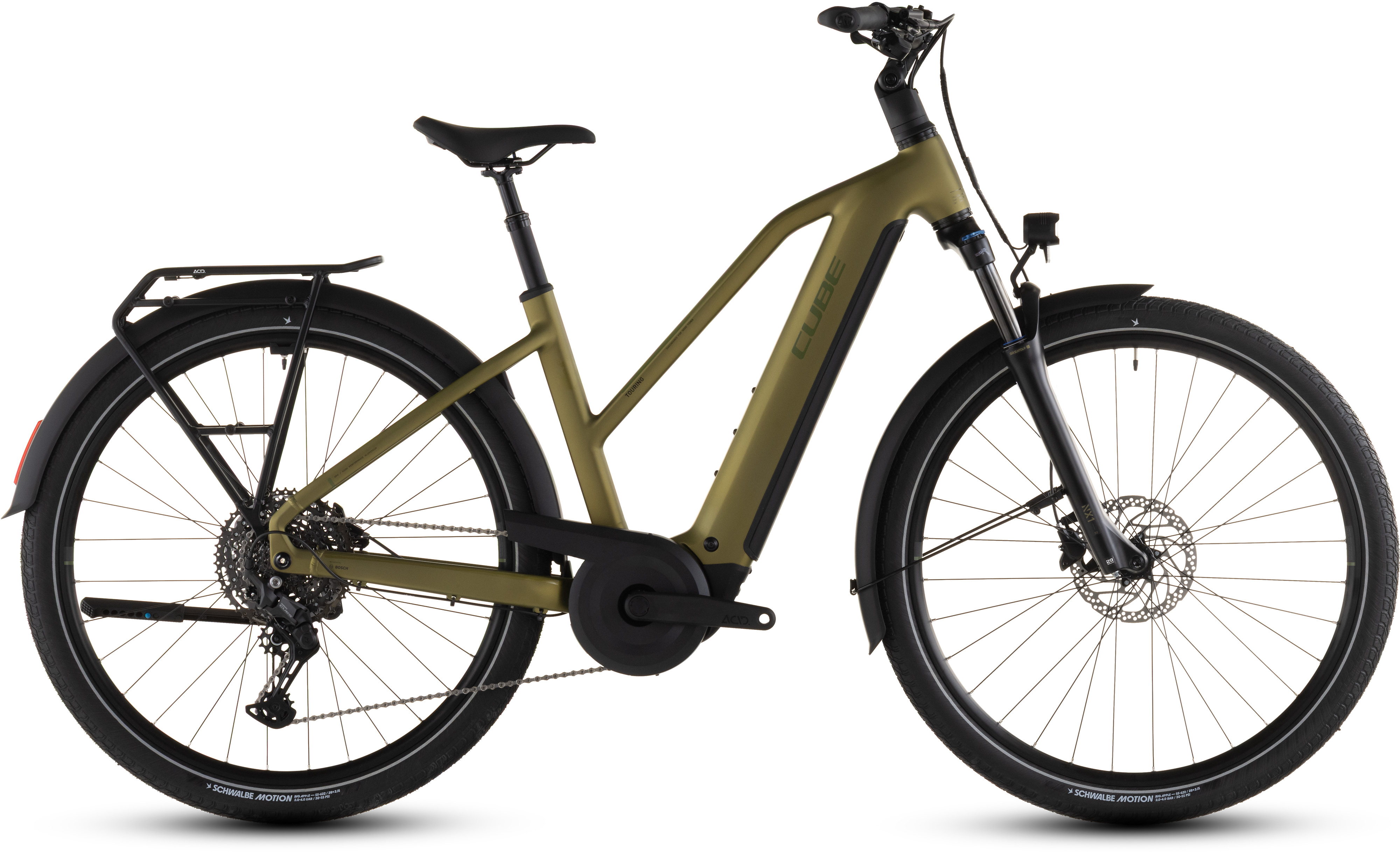 Ciclism - BICICLETA ELECTRICA CUBE TOURING HYBRID PRO 800 TRAPEZE GOLDENLIME BLACK 2026 54 cm