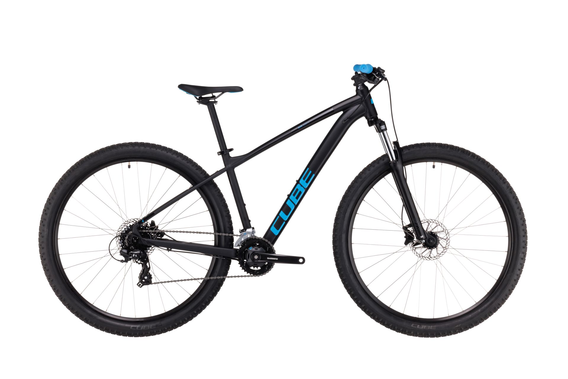 BICICLETA CUBE AIM BLACK BLUE 2023 CADRU M (18