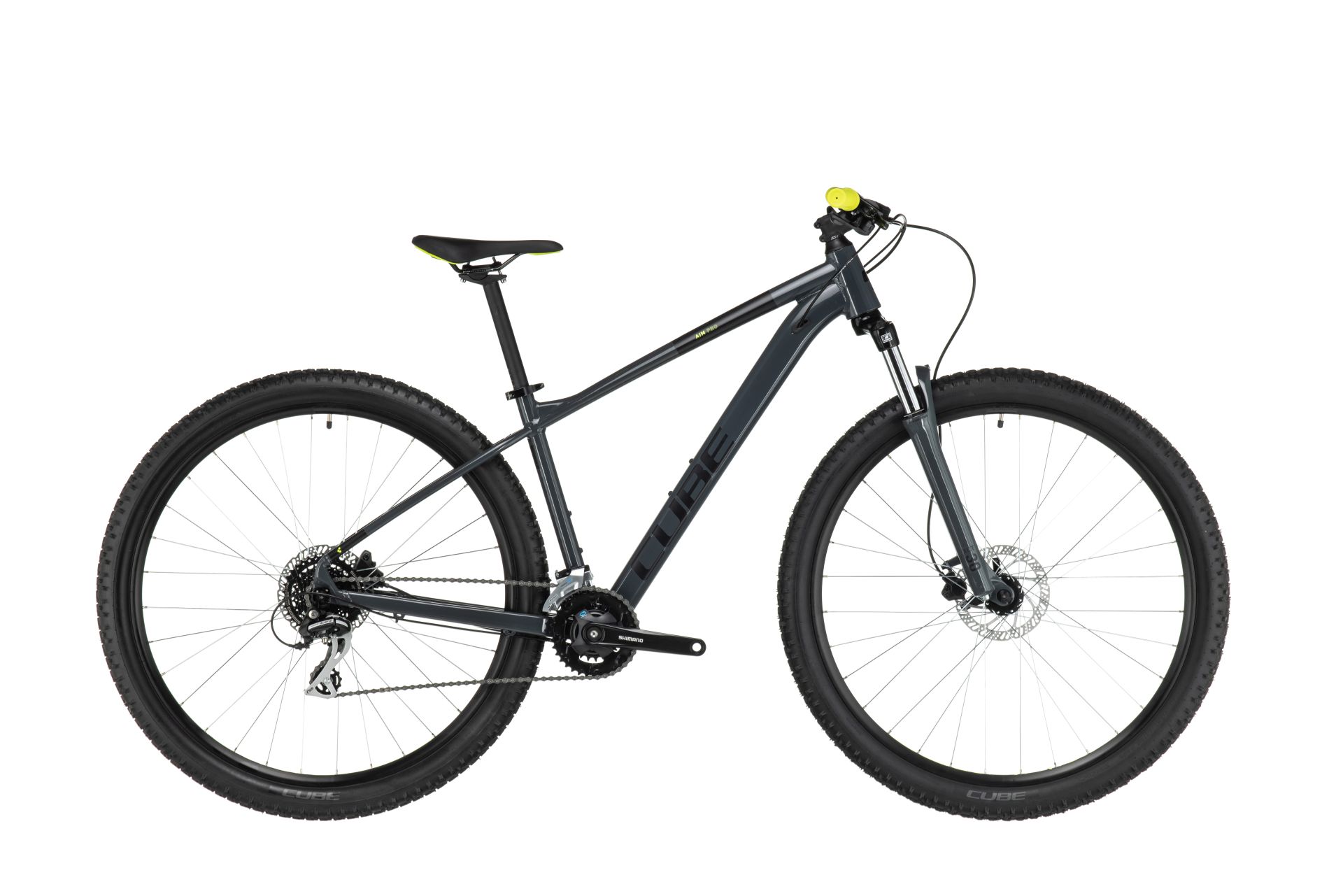 BICICLETA CUBE AIM PRO GREY FLASHYELLOW 2023 CADRU S (16