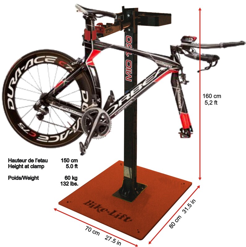 STAND REPARATIE BICICLETA BIKE LIFT WITH BASE MIO-150/2 DOUBLE CLAMP - FULL OPTIONALS Negru/Rosu [2]