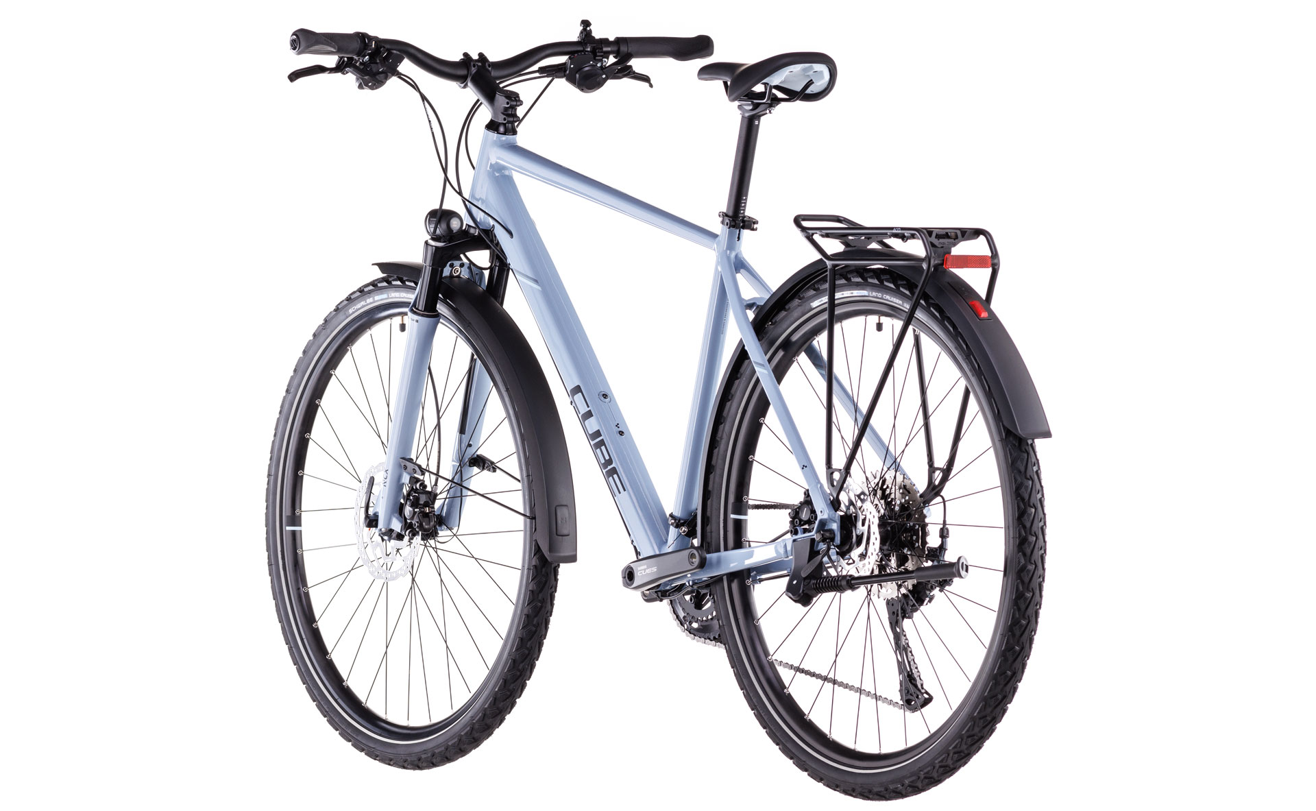 【美品】CUBE nature EXC 女性用MTB 通学仕様　前カゴ有 Trekking-Oras BICICLETA CUBE NATURE EXC ALLROAD PIGEONBLUE B