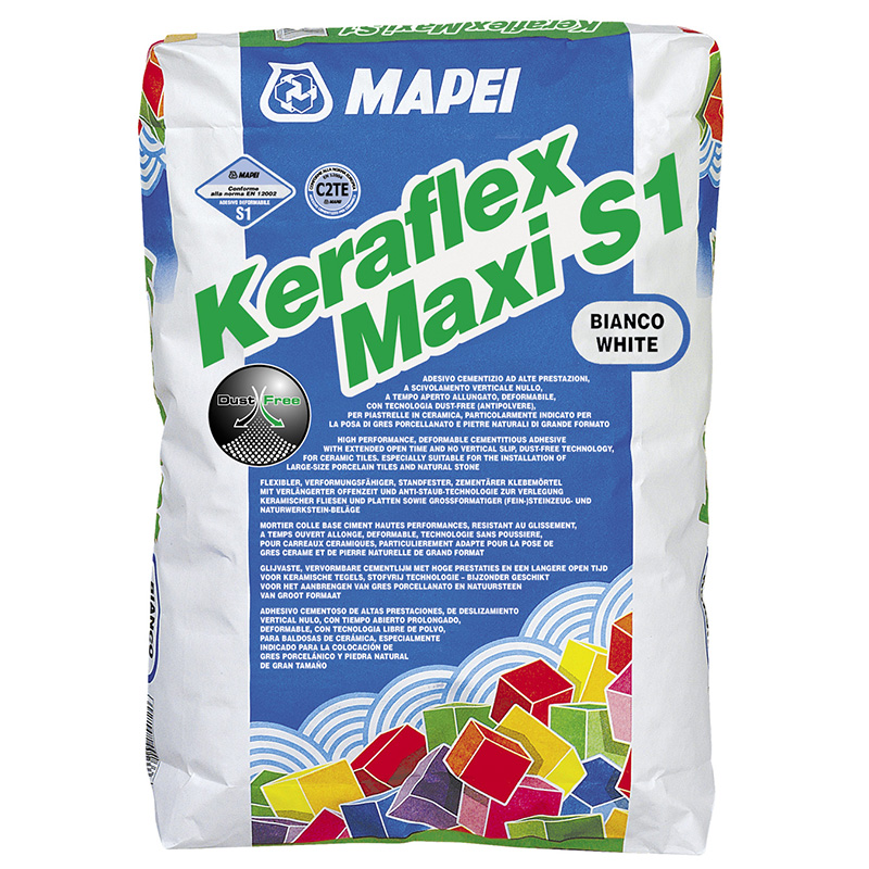 Adezivi deformabili (flexibili) - Adeziv pentru gresie si faianta, Mapei Keraflex Maxi S1, alb, bilden.ro