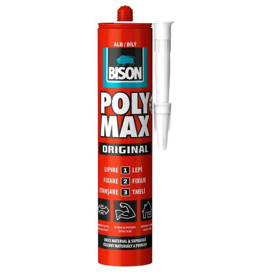 Adezivi  - Adeziv și etanșeizant MS Polimer BISON Poly Max Original, alb, 465g, bilden.ro