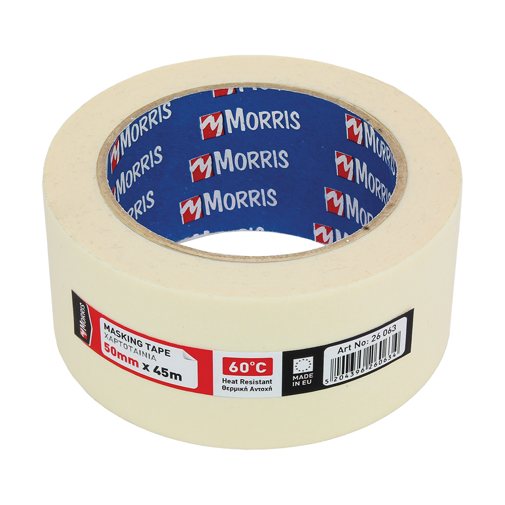 Benzi adezive, protectii pentru vopsit - Banda mascare hartie 60°C, Morris, 50mmX45m, 26063