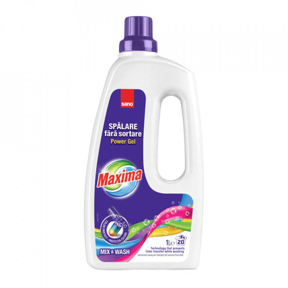 Solutii pentru curatenie si igiena - Detergent rufe lichid, Sano Maxima Power gel Mix&Wash, 1l, bilden.ro