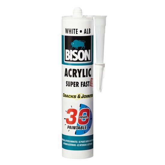 Adezivi  - Etanșeizant acrilic ultra rapid BISON Acrylic Super Fast 30min, alb, 300ml, bilden.ro