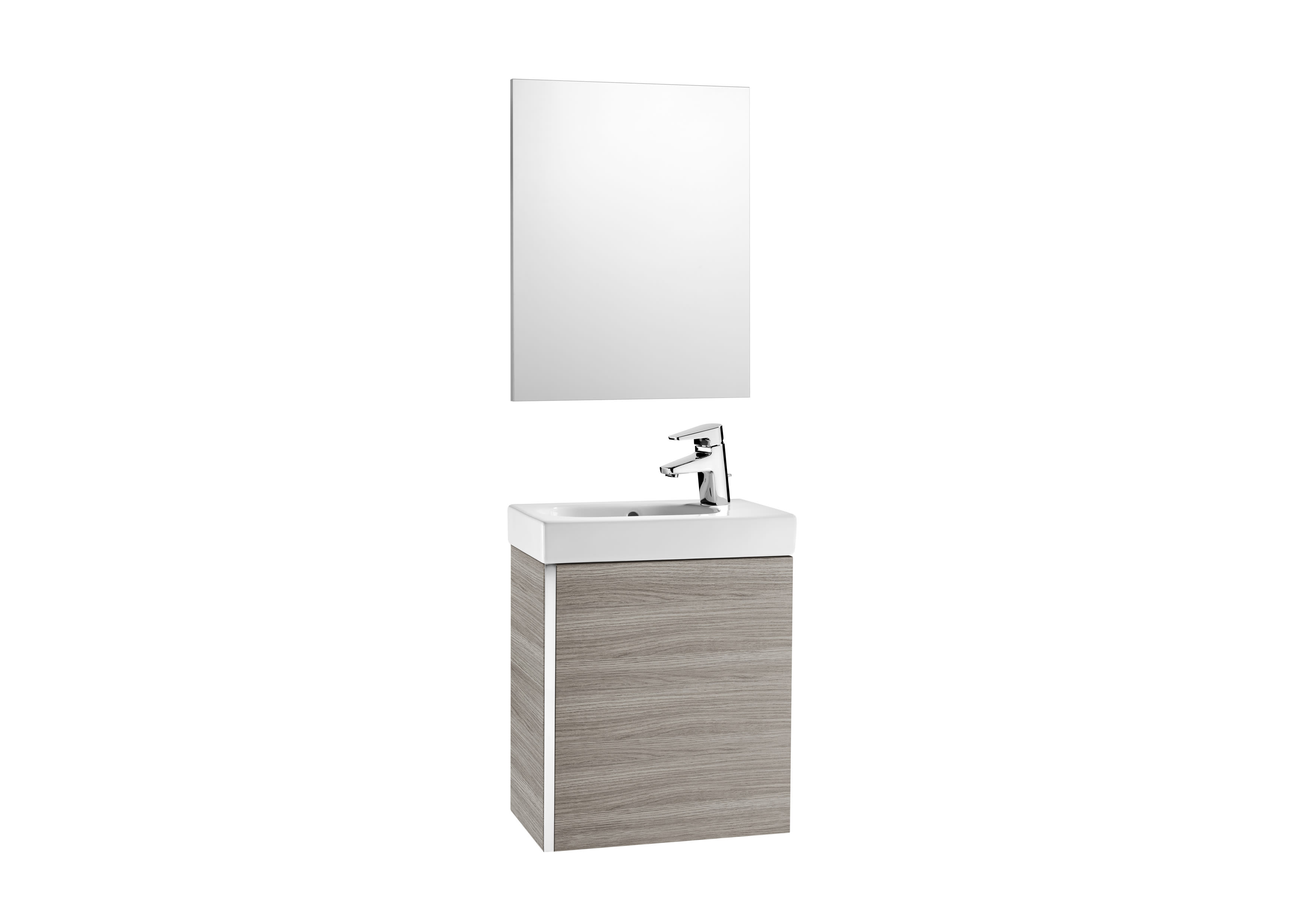 Mobiliere baie cu lavoar - Set unitate de baza, lavoar si oglinda, Roca, 450x250x575mm, nisip texturat