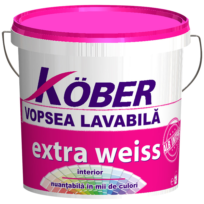 Vopseluri lavabile de interior - VOPSEA LAVABILA DE INTERIOR KOBER EXTRA WEISS, ALB 4L, bilden.ro