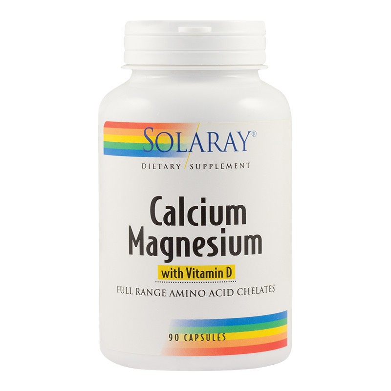 Calciu, Magneziu și Vitamina D Solaray, 90 capsule, Secom 