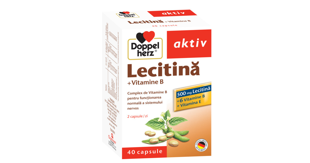 Doppelherz Lecitină + Vitamine B ,40 capsule
